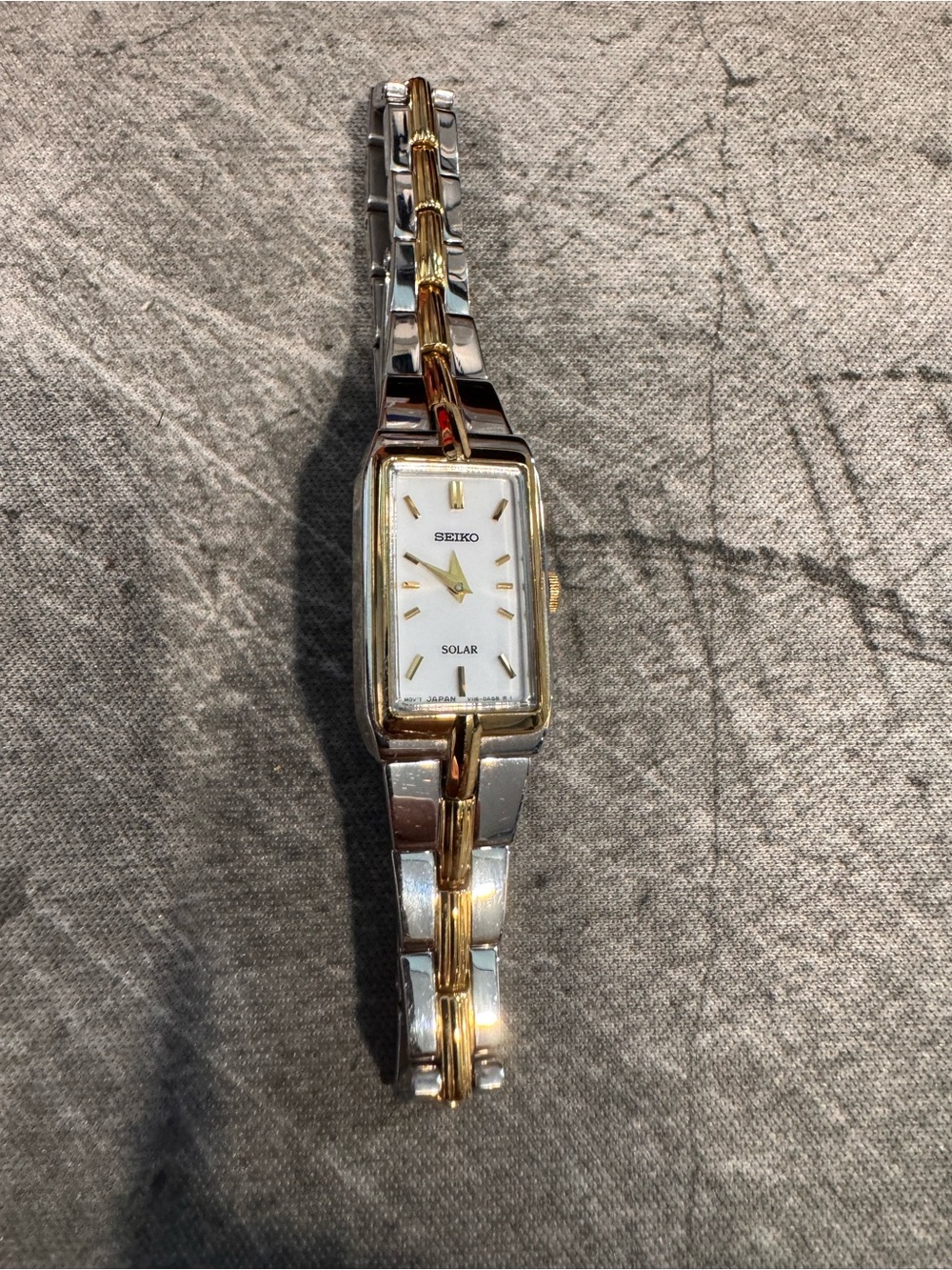 Seiko Two-Tone Ladies Solar Rectangle Bracelet Watch - Gold & Silver
